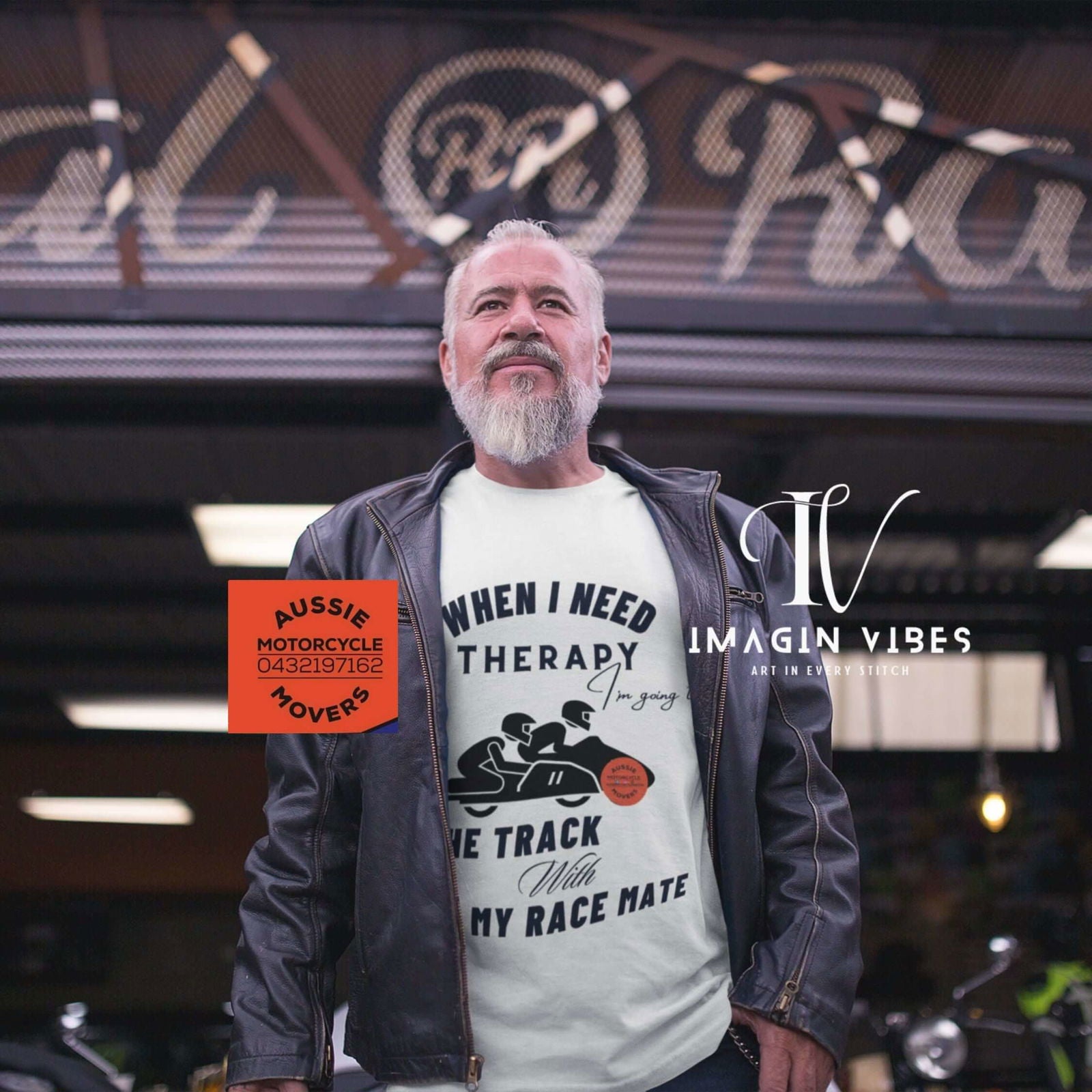 Aussie Motorcycle Movers Supporter T-Shirt - When I Need Therapy I'm Going To The Track - Racing Motorcycle Tee - Sidecar Racer Shirt - Imagin Vibes - 