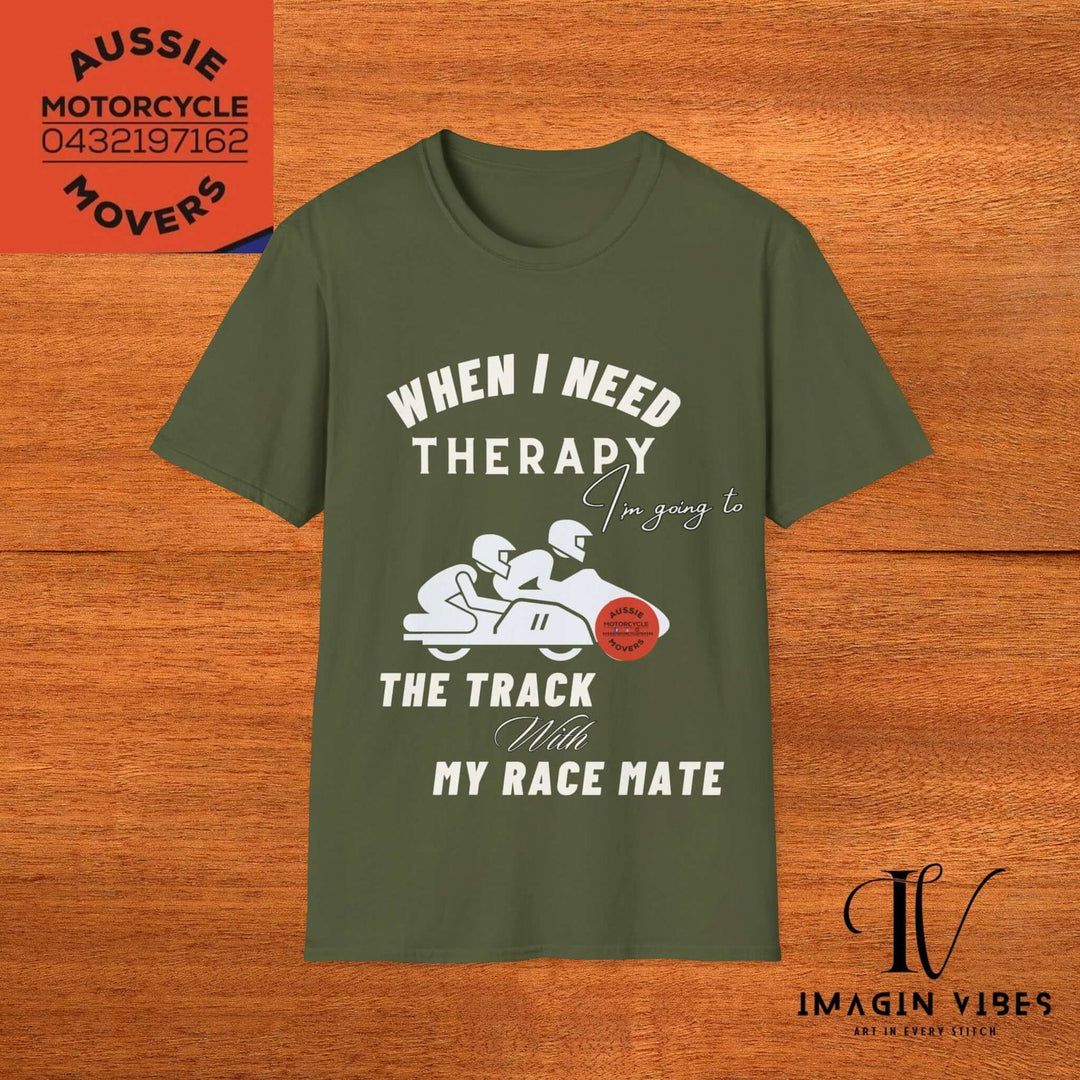 Aussie Motorcycle Movers Supporter T-Shirt - When I Need Therapy I'm Going To The Track - Racing Motorcycle Tee - Sidecar Racer Shirt - Imagin Vibes - 