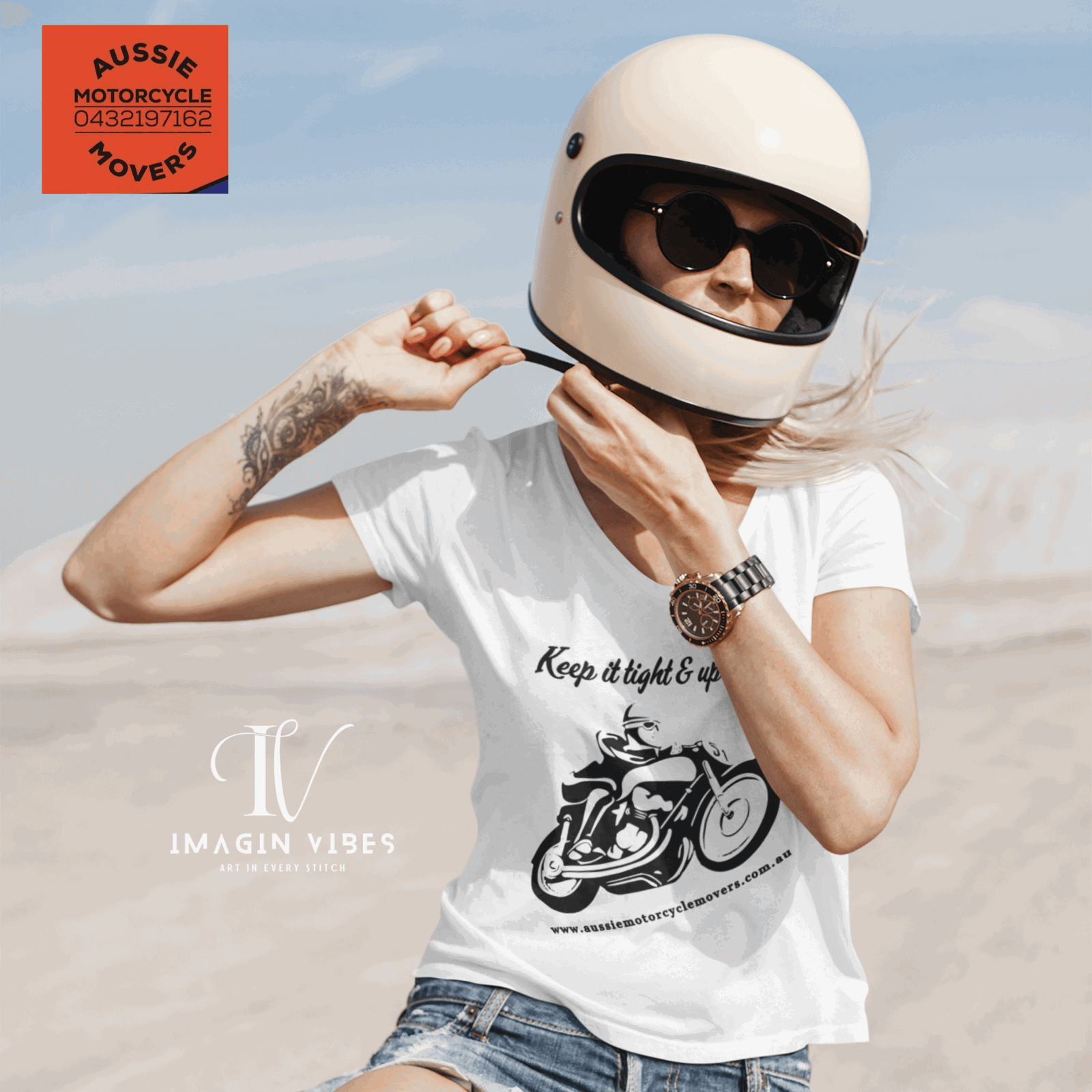 Aussie Motorcycle Movers Supporter T-Shirt: Keep it Tight and Upright T-Shirt Printify
