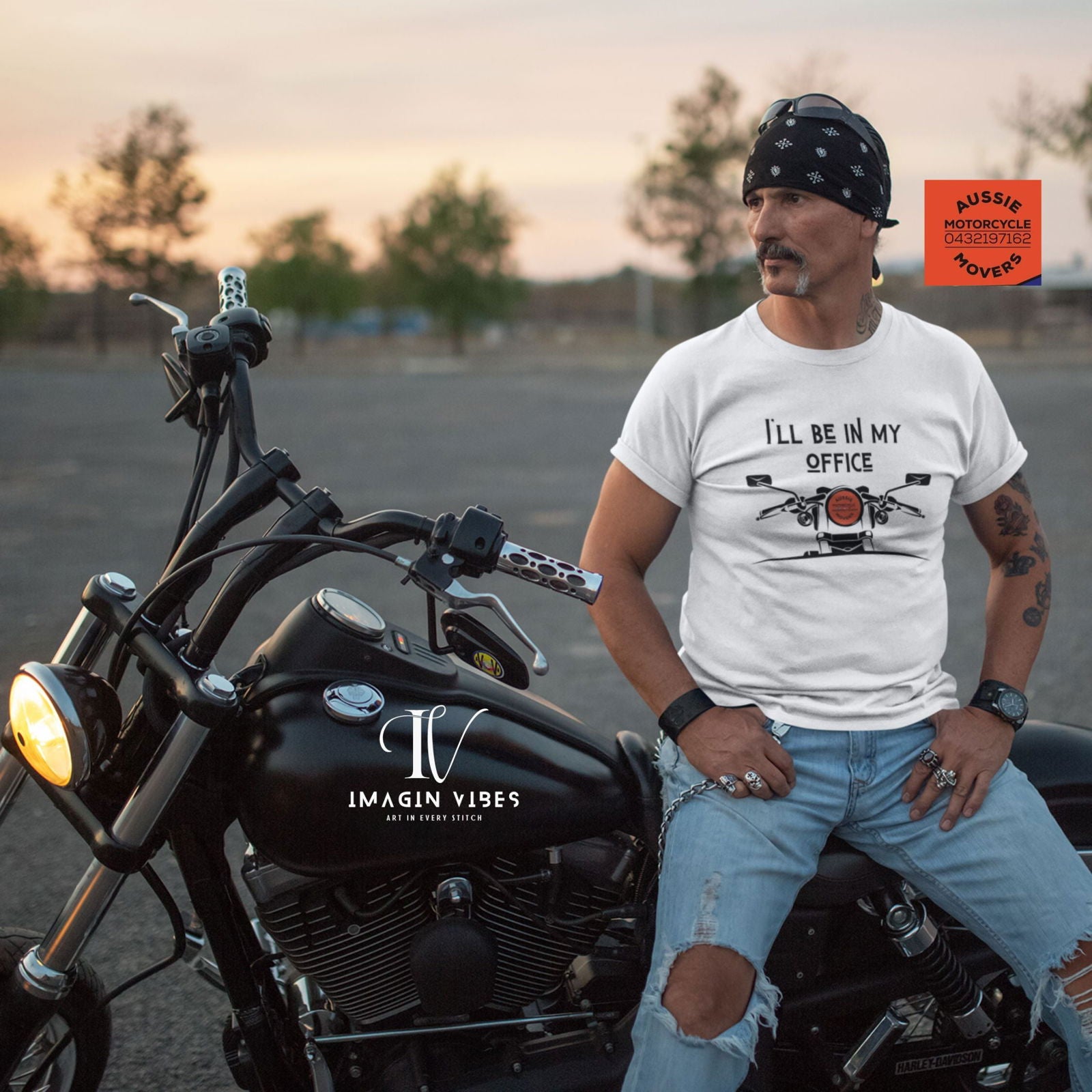Aussie Motorcycle Movers shirt for Men "I'll be in my office" T-Shirt Printify