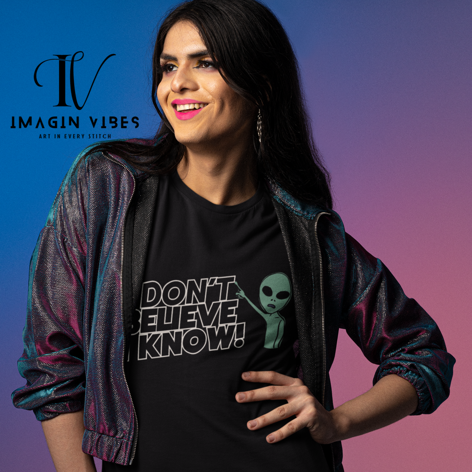 Believing is Seeing: ImaginVibes UFO Tee "I Don't Believe, I Know" T-Shirt Printify
