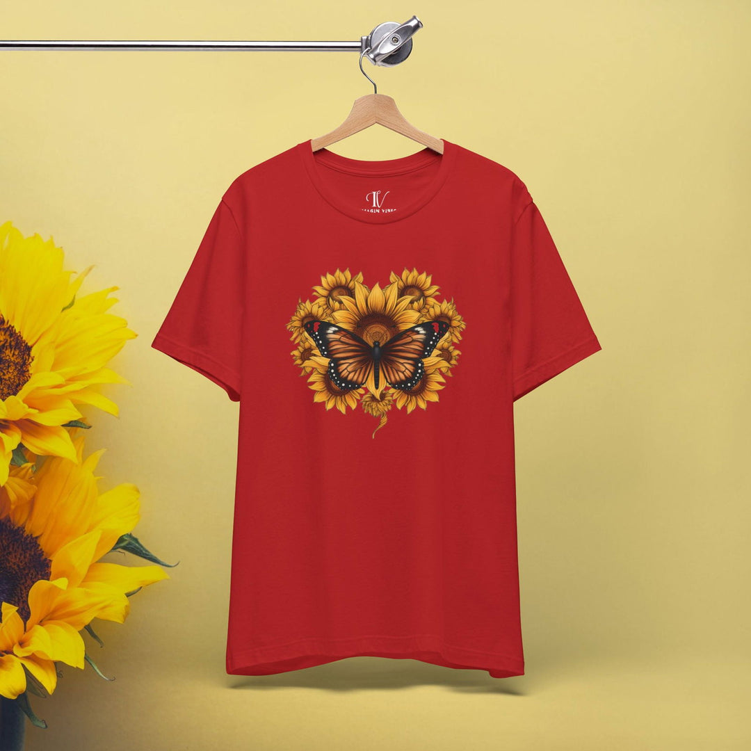 Blooming with Joy: Sunflower & Butterfly Tee - Imagin Vibes - 