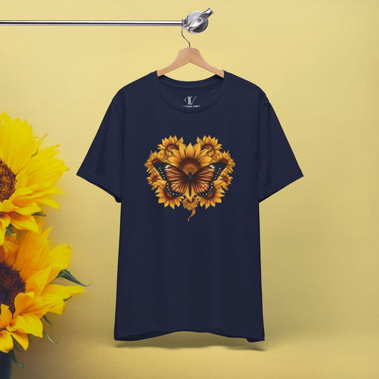 Blooming with Joy: Sunflower & Butterfly Tee - Imagin Vibes - 