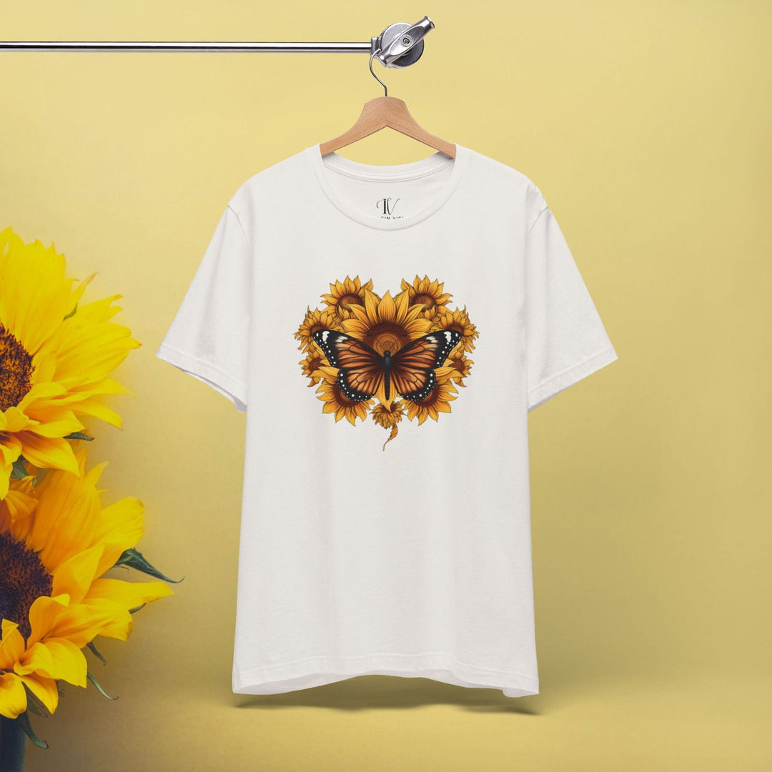 Blooming with Joy: Sunflower & Butterfly Tee - Imagin Vibes - 