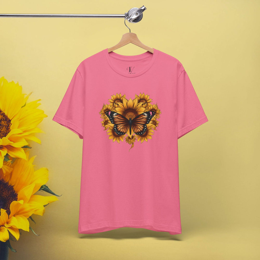 Blooming with Joy: Sunflower & Butterfly Tee - Imagin Vibes - 