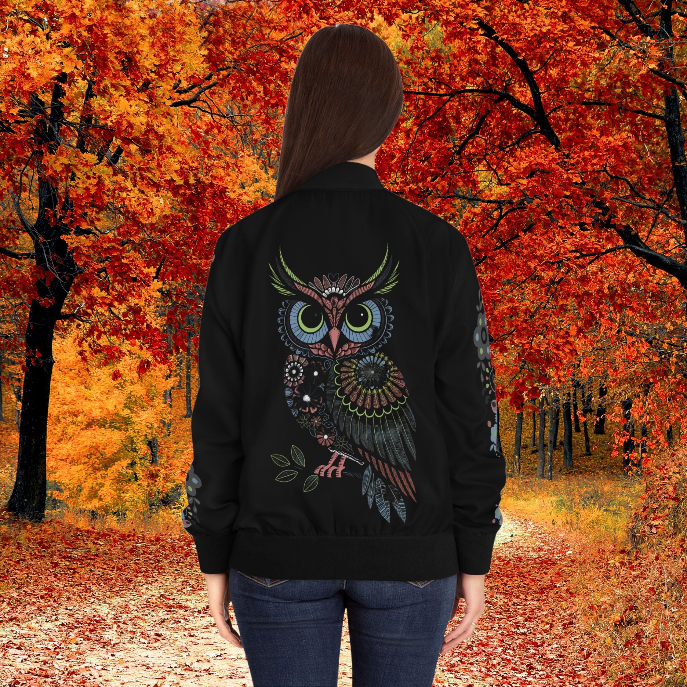 Bohemian Owl Bomber Jacket All Over Prints Printify