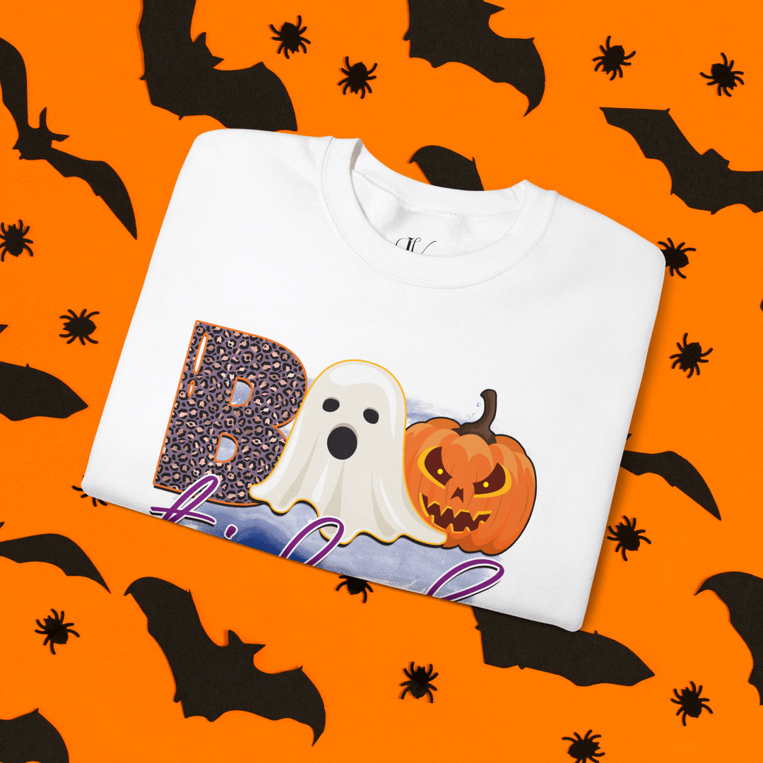 Bootiful Halloween Sweatshirt: Ghost and Pumpkin Design Sweatshirt Printify