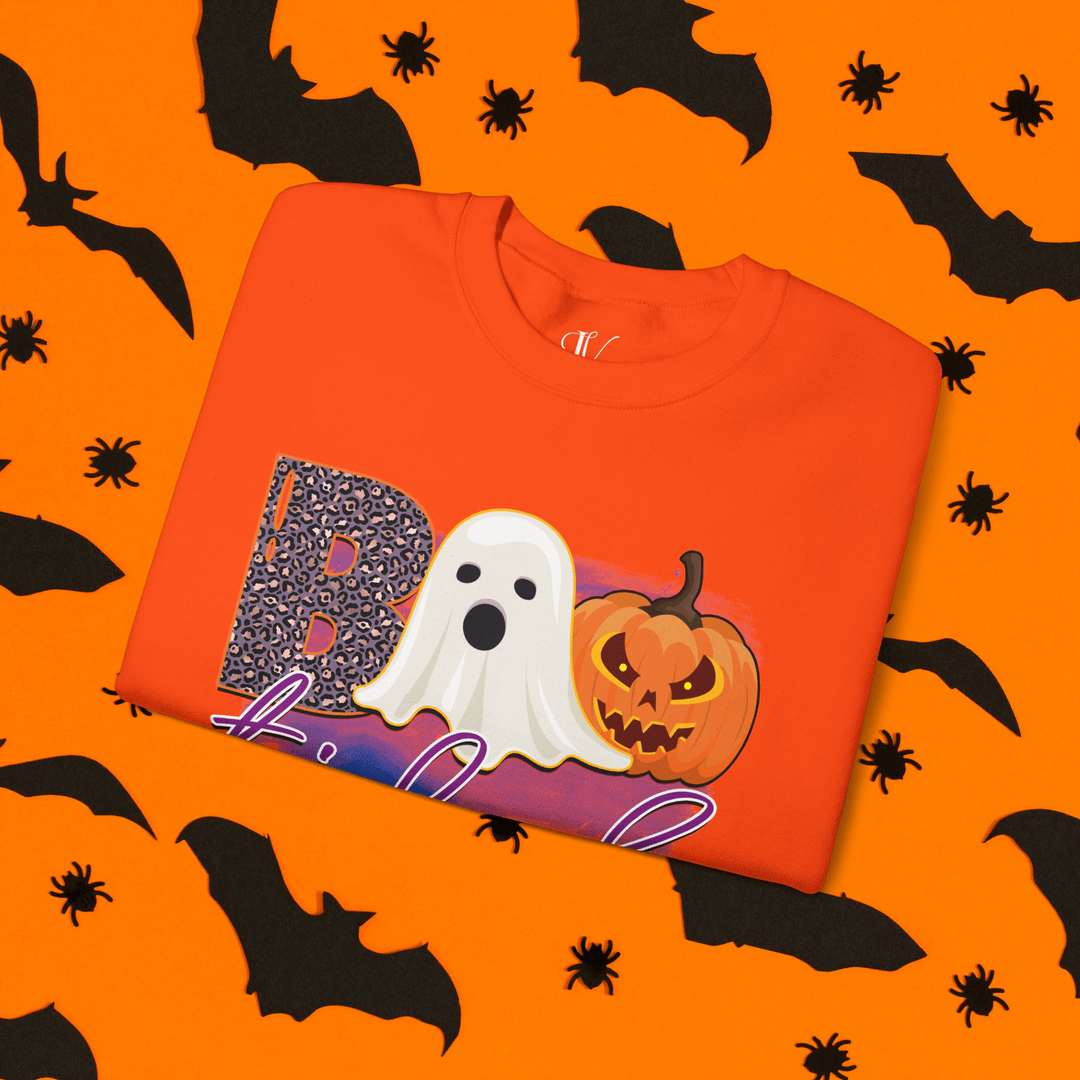Bootiful Halloween Sweatshirt: Ghost and Pumpkin Design Sweatshirt Printify