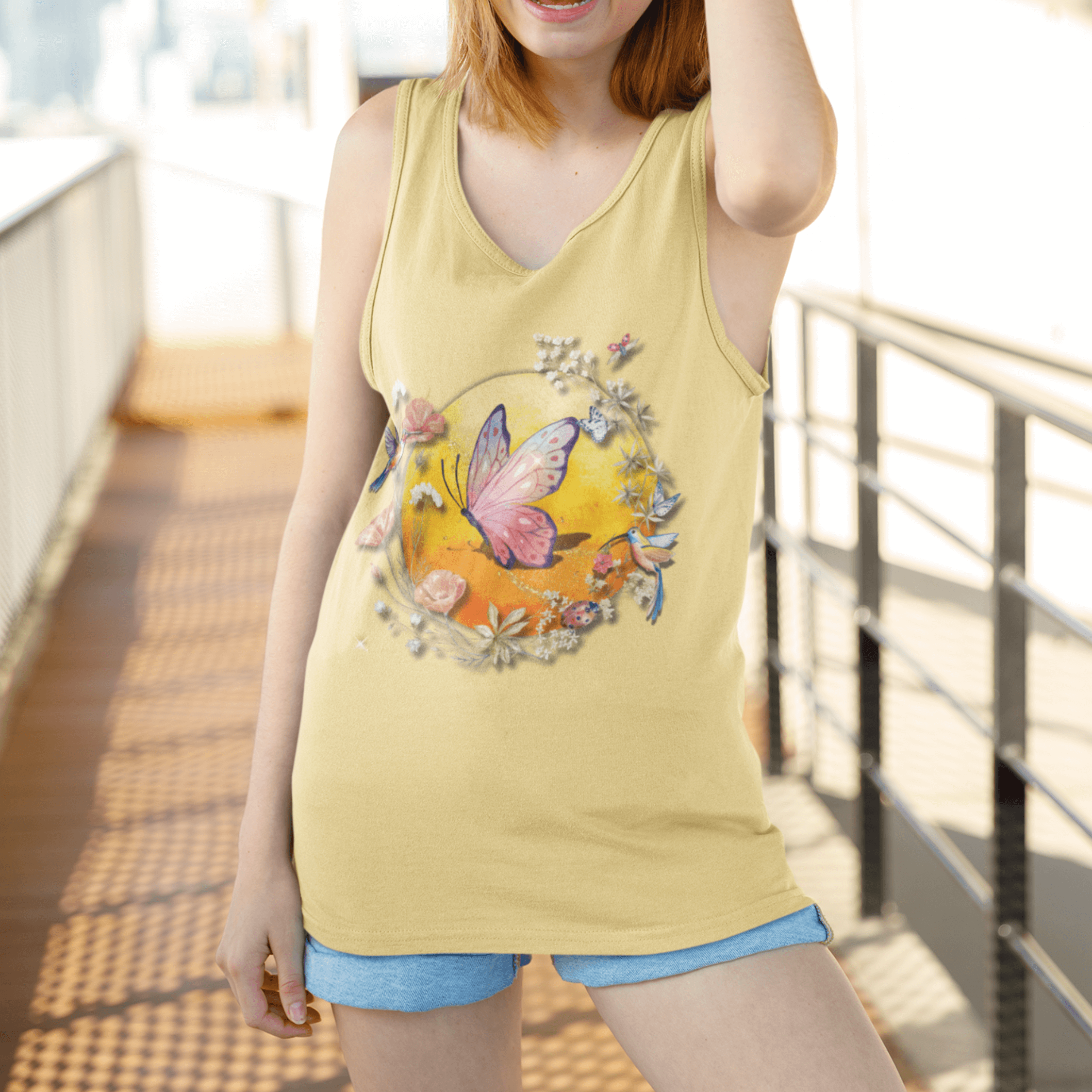 Butterfly Watercolor Tank Top Tank Top Printify Butter S