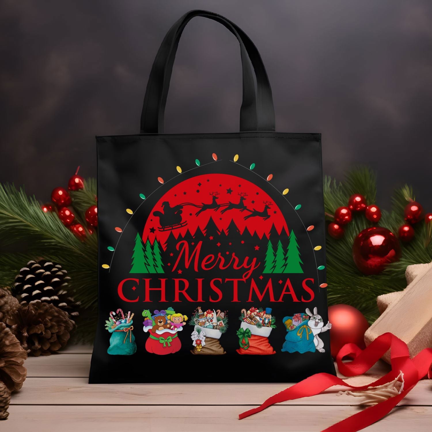 Merry Christmas Tote Bag Accessories Printify