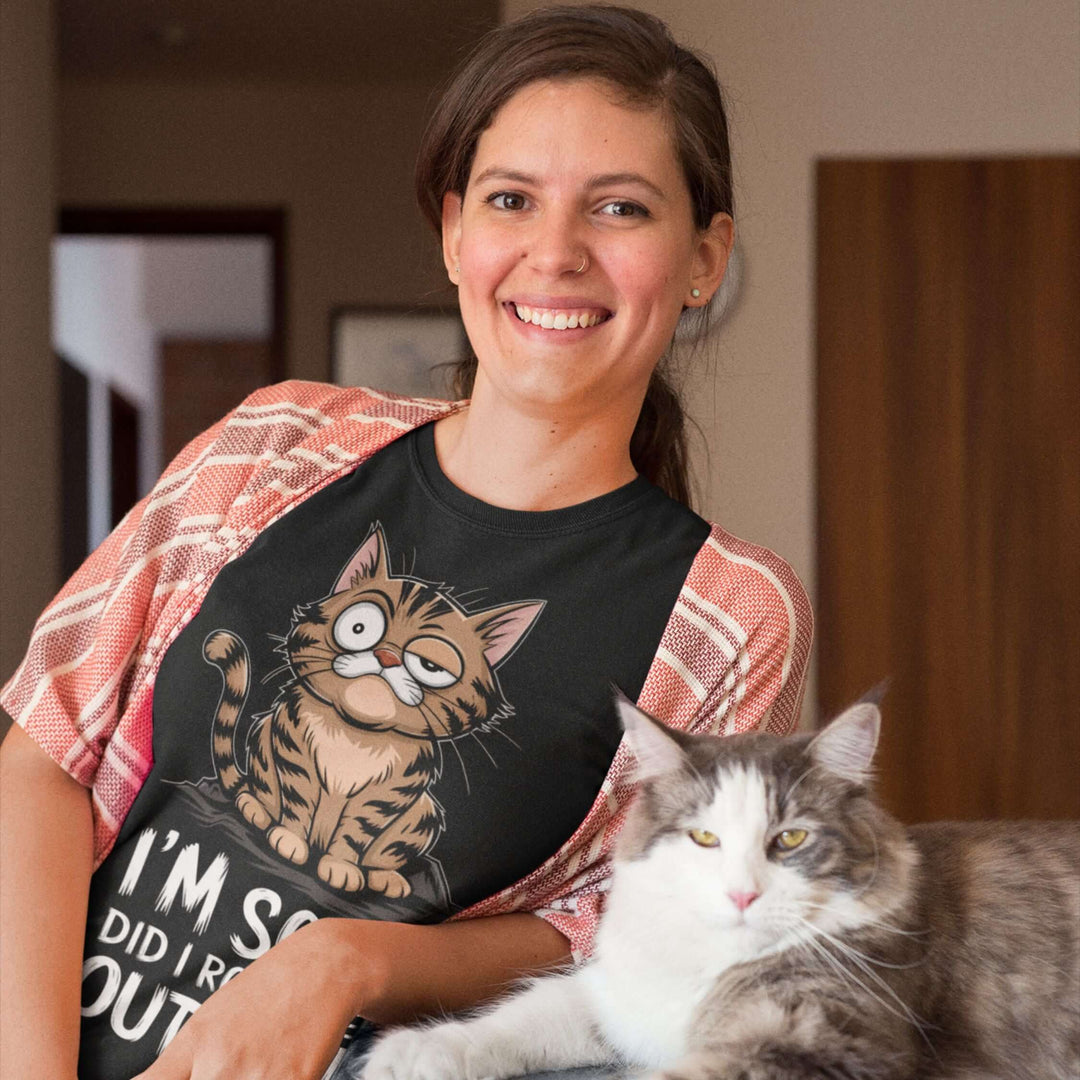 Cat Cartoon T-Shirt - I'm Sorry, Did I Roll My Eyes Out Loud T-Shirt Printify Black L