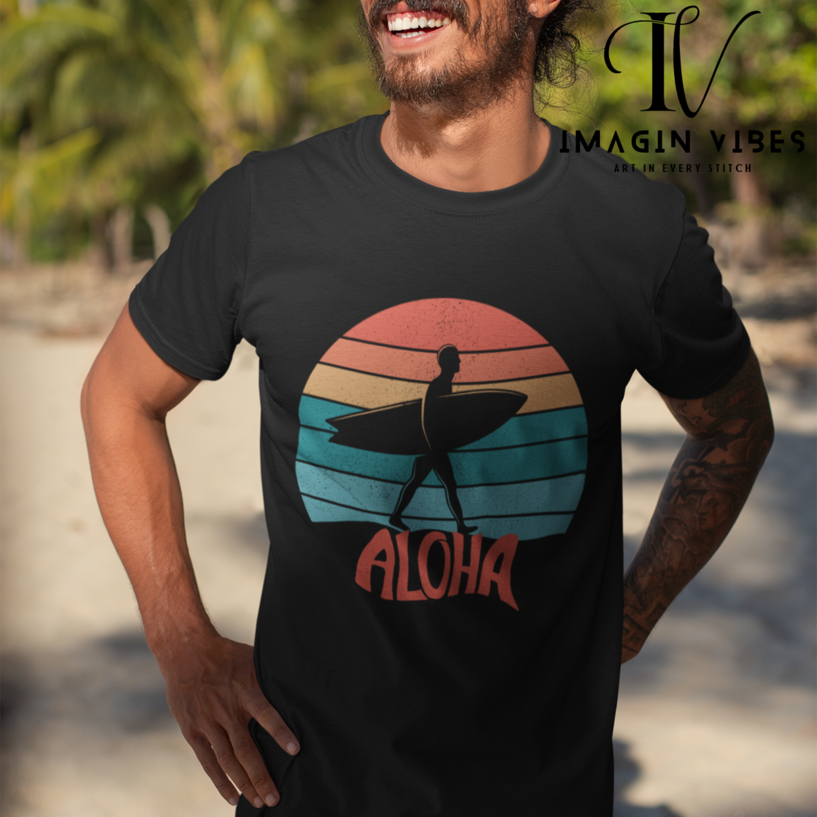 Catch a Vintage Sunset Wave: Surfer Aloha Shirt - Imagin Vibes - 