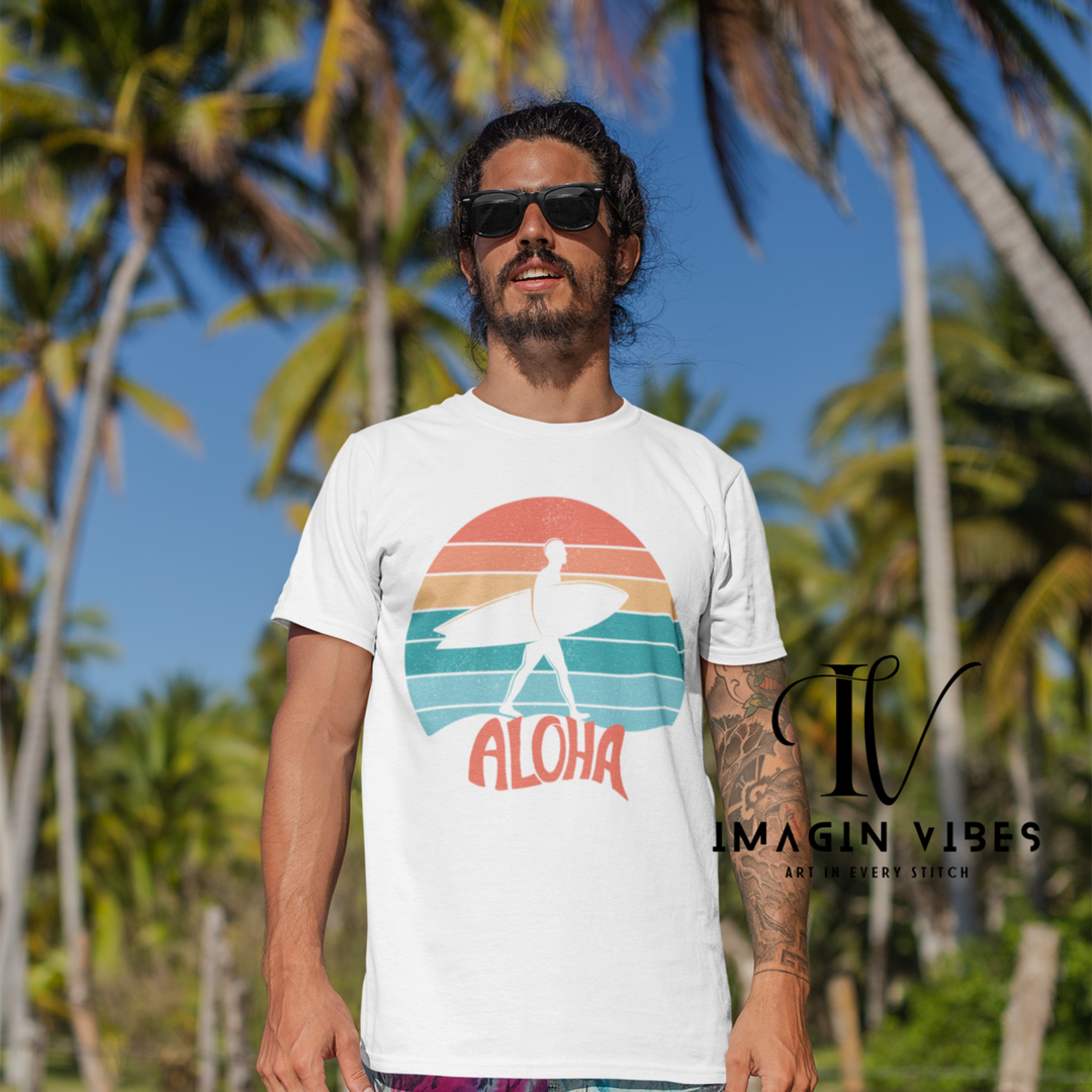 Catch a Vintage Sunset Wave: Surfer Aloha Shirt - Imagin Vibes - 