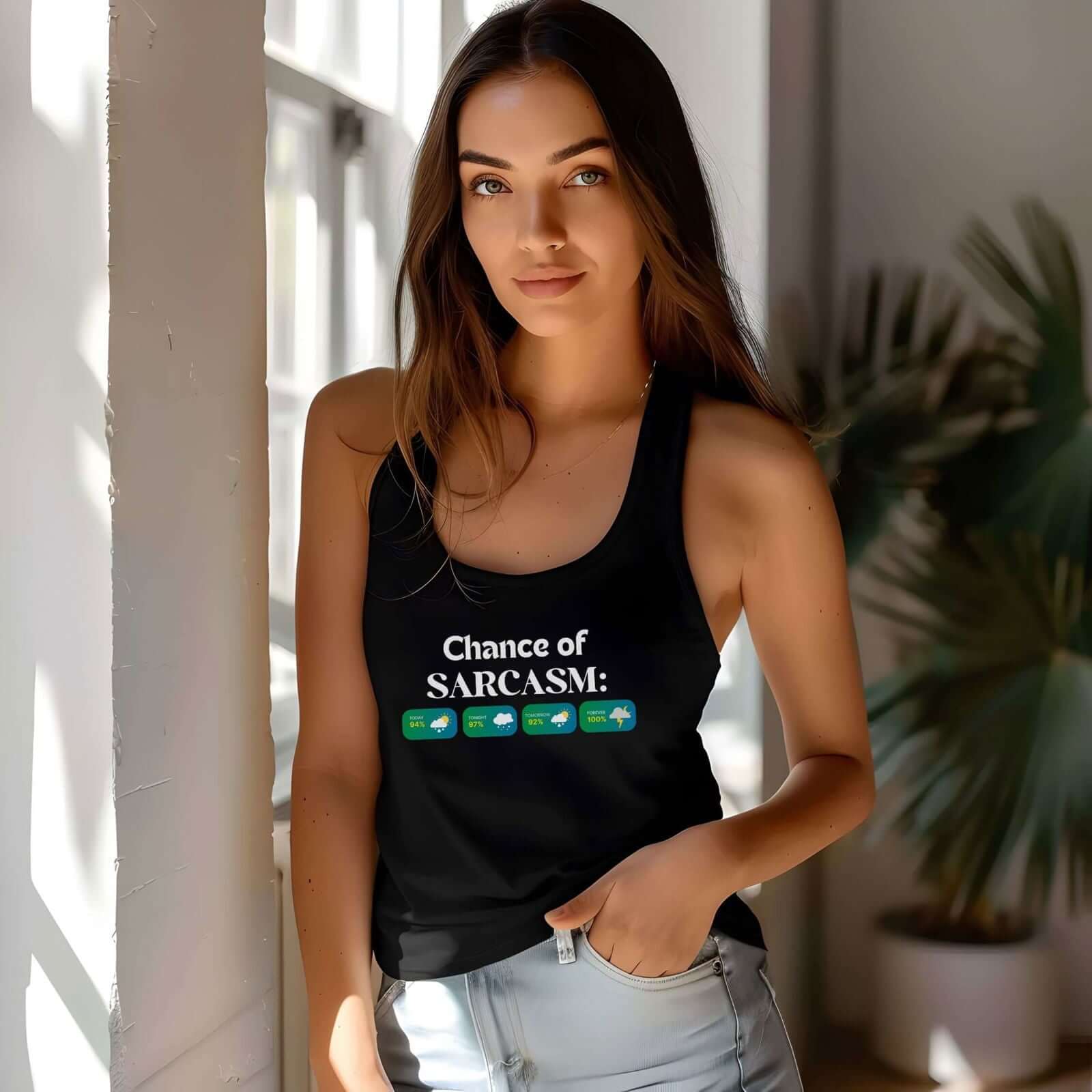 Chance of Sarcasm: Funny Racerback Tank Top - Imagin Vibes - 