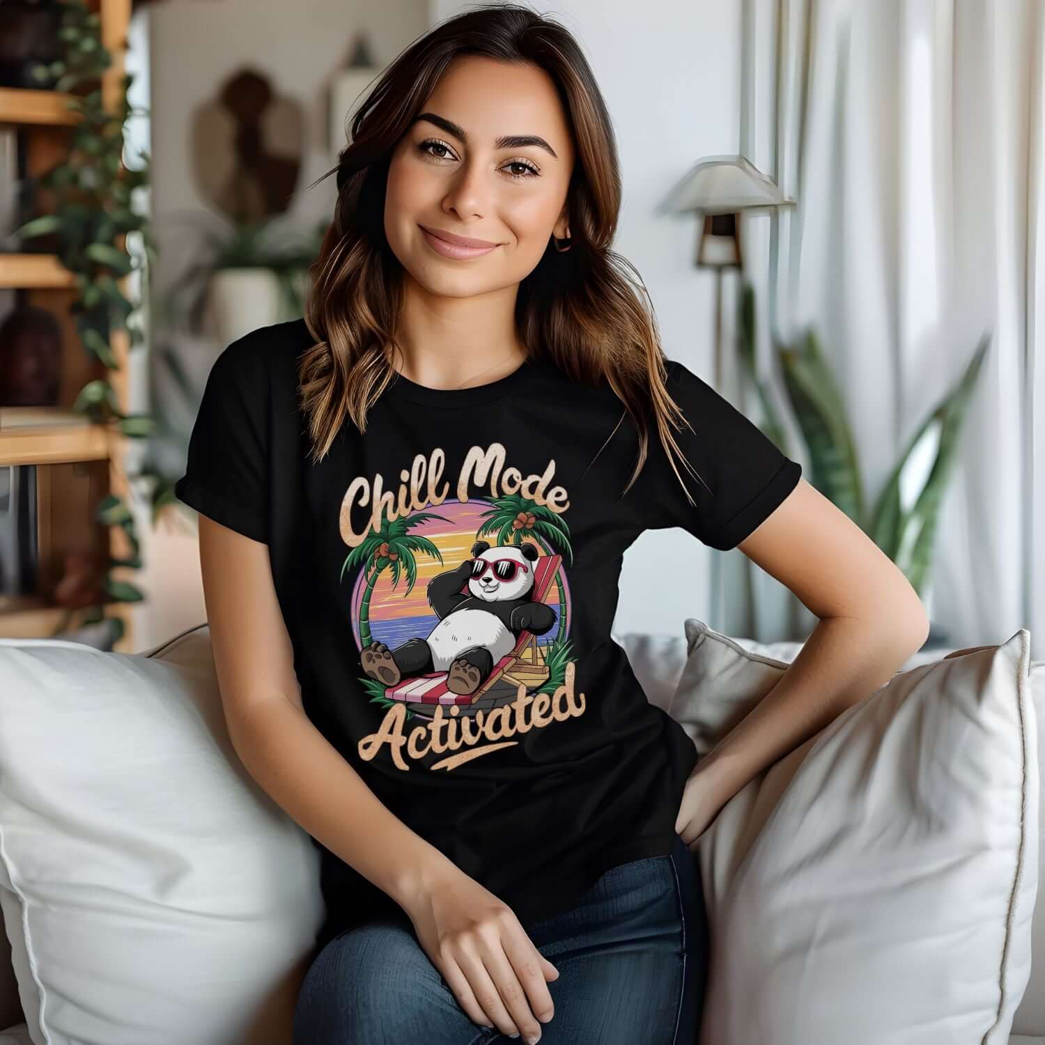 Chill Mode Activated Panda Tee T-Shirt Printify