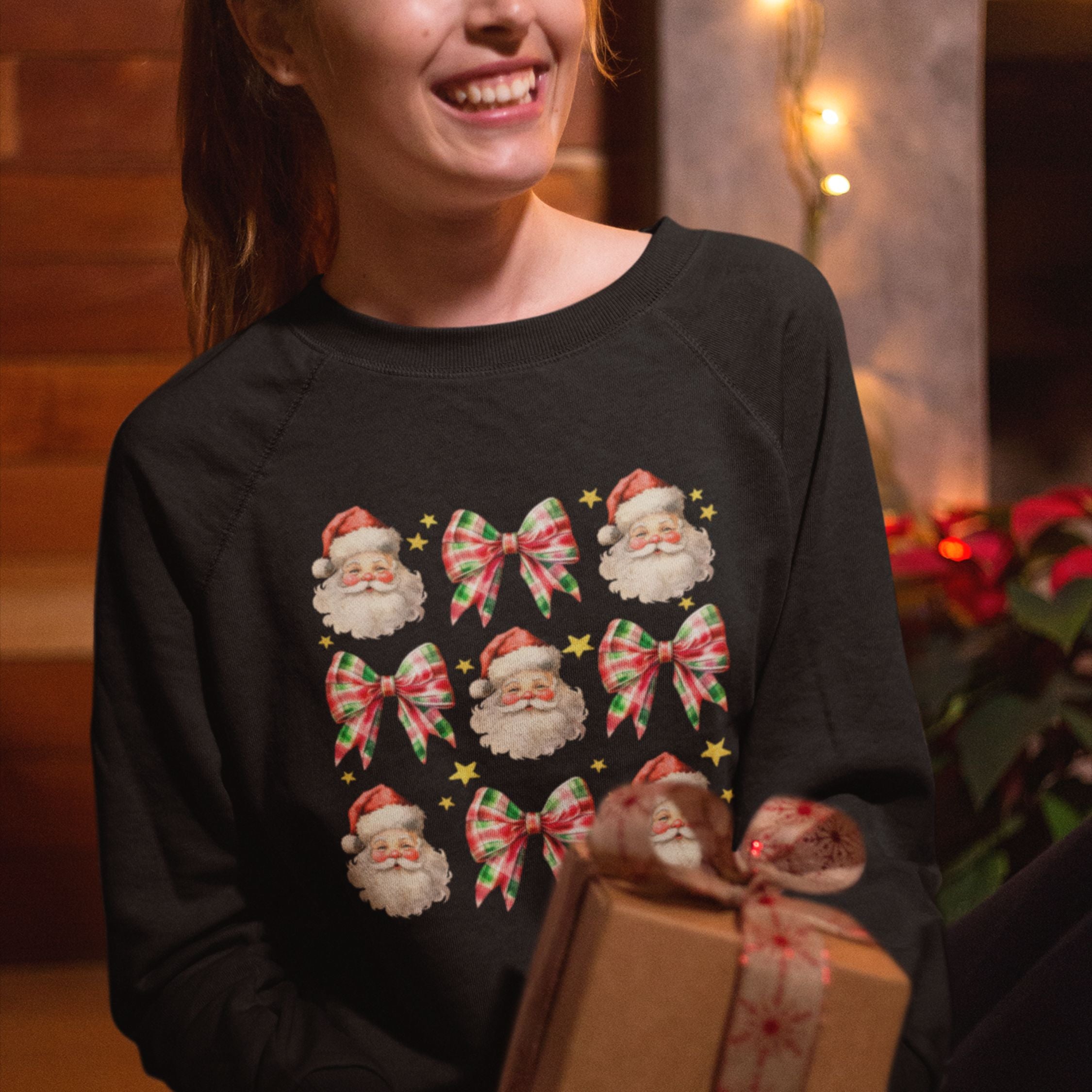 Christmas Girly Coquette Bow Sweatshirt
