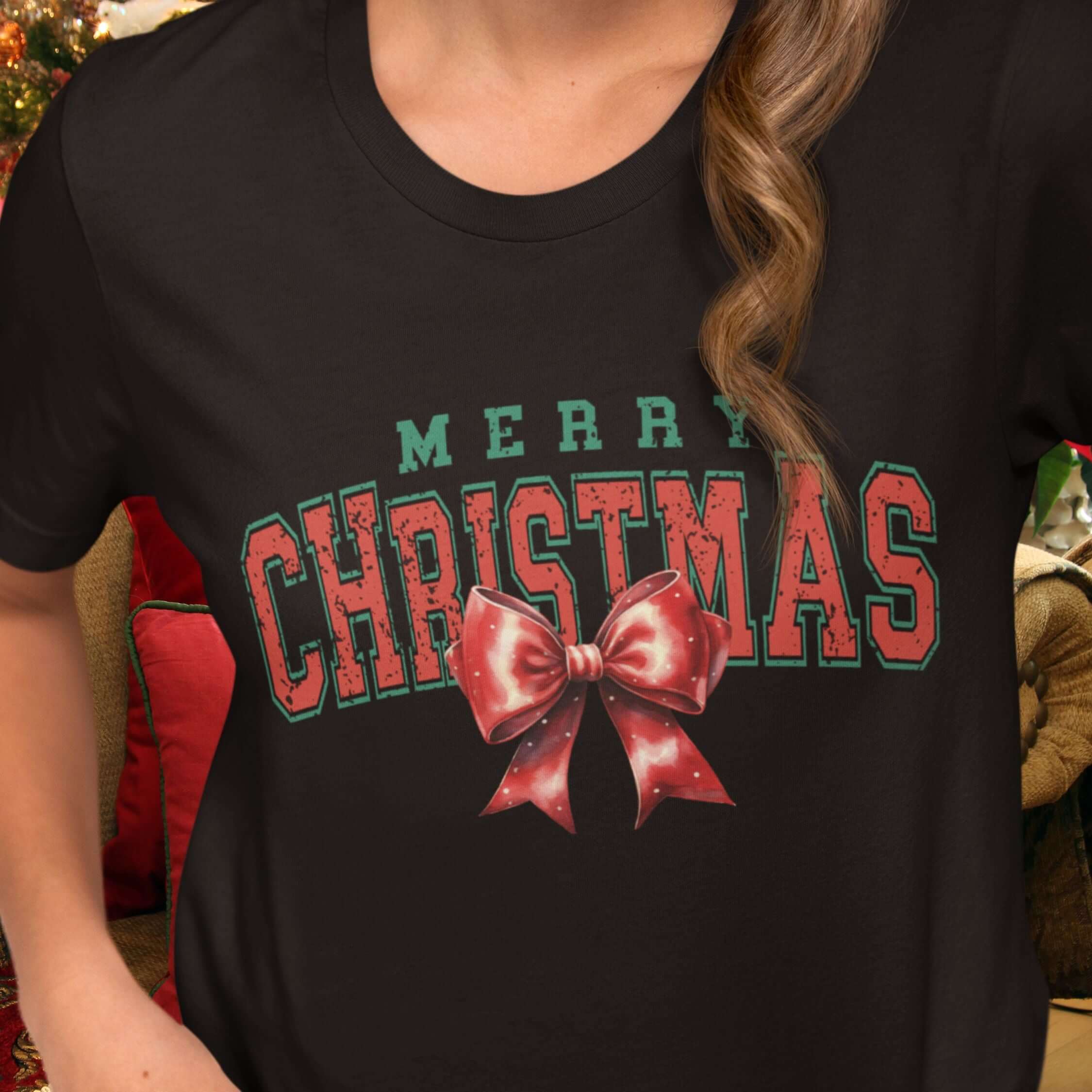 Coquette Merry Christmas Vintage T-Shirt T-Shirt Printify