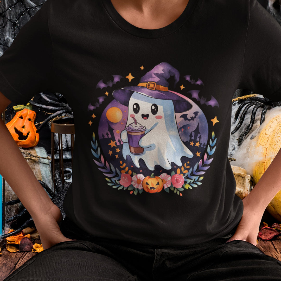 Cute Ghost With Ice Caffe Halloween T-Shirt
