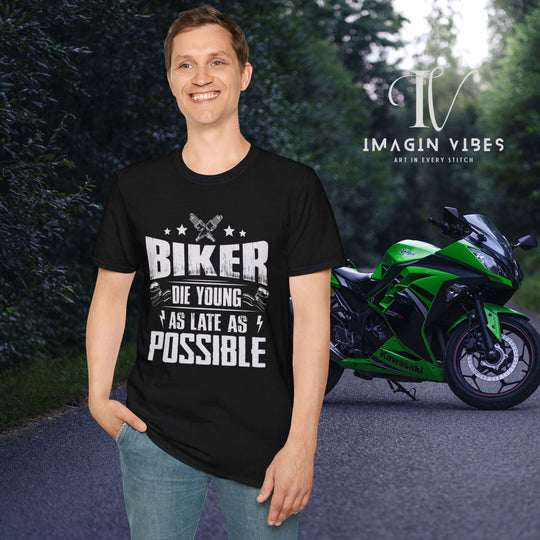 Delaying Departure: Biker Tee - Imagin Vibes - 