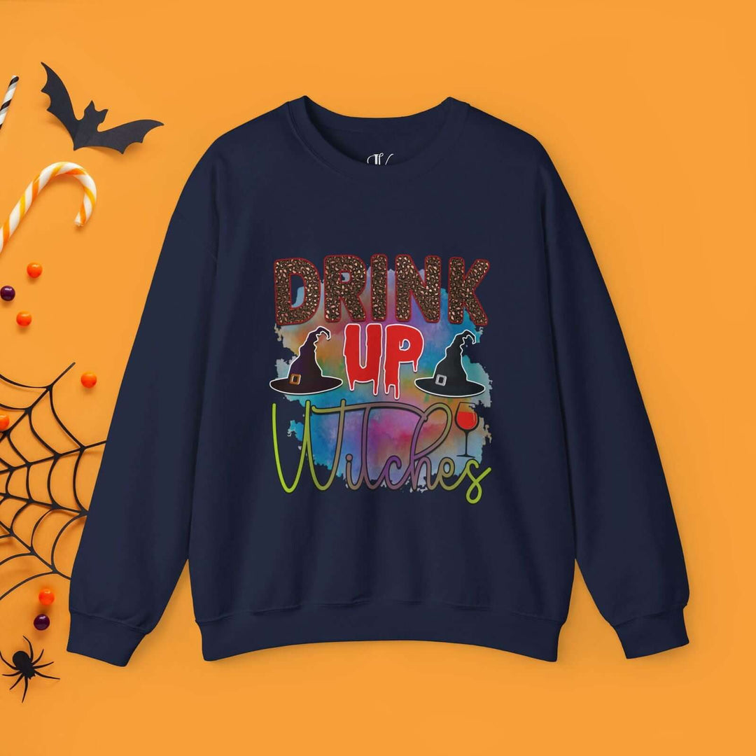 Drink Up Witches Halloween Sweatshirt Sweatshirt Printify S Navy