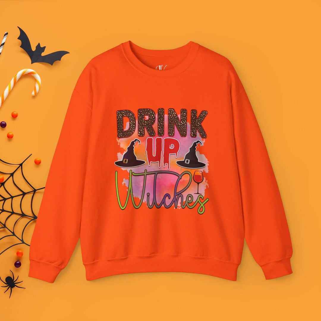 Drink Up Witches Halloween Sweatshirt Sweatshirt Printify S Orange