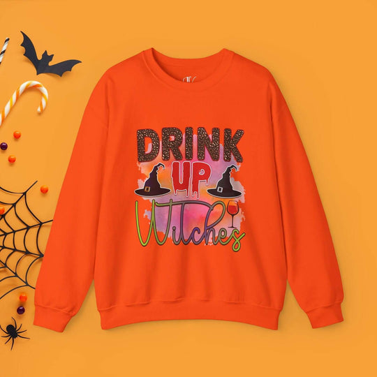 Drink Up Witches Halloween Sweatshirt Sweatshirt Printify S Orange