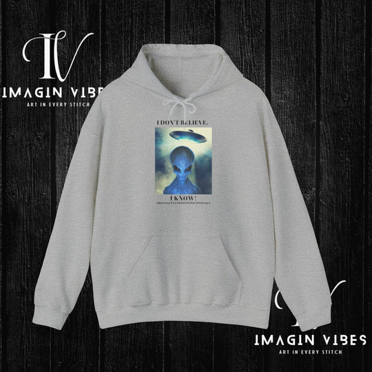 Encounters Down Under Podcast Double Side Print Hoodie, I Dont Believe, I Know Allien Podcast Hoodie Hoodie Printify Sport Grey S