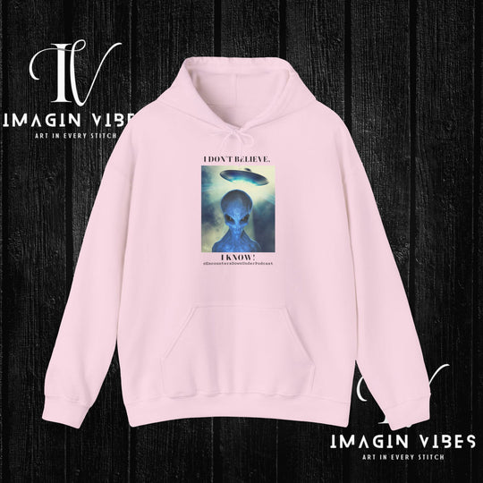 Encounters Down Under Podcast Double Side Print Hoodie, I Dont Believe, I Know Allien Podcast Hoodie Hoodie Printify Light Pink S