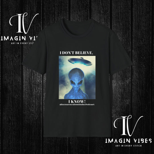 Encounters Down Under Podcast Double Side Print T-shirt - I Don't Believe, I Know T-Shirt Printify Black S
