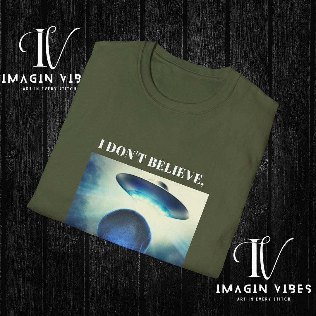 Encounters Down Under Podcast Double Side Print T-shirt - I Don't Believe, I Know Alien Podcast Shirt - UFO Tee - Imagin Vibes - 