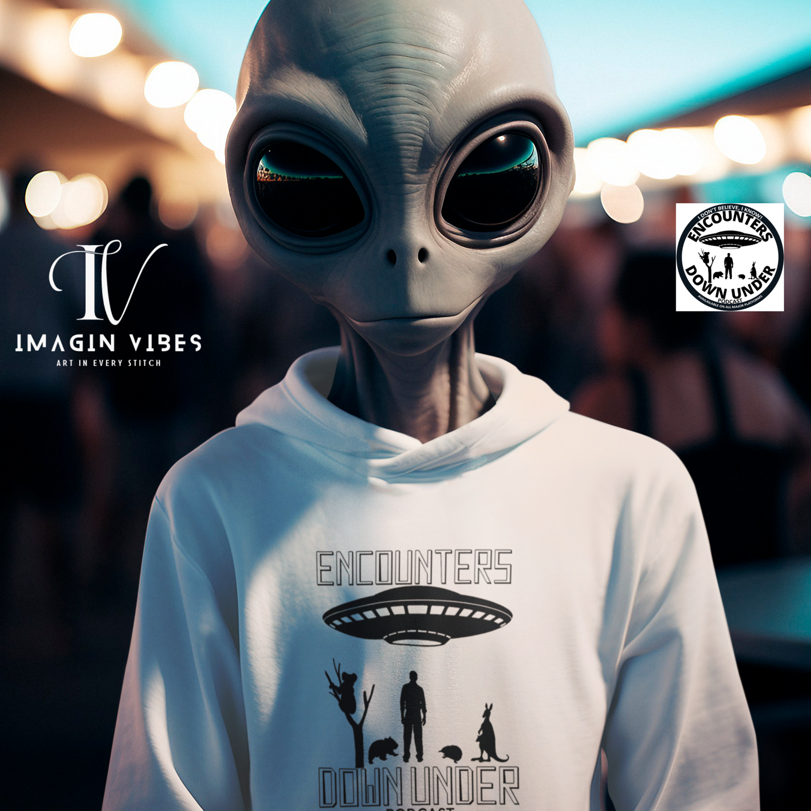Encounters Down Under Podcast Hoodie - Double Side Print - Stay Cozy and Stylish with Podcast Merch Hoodie Printify