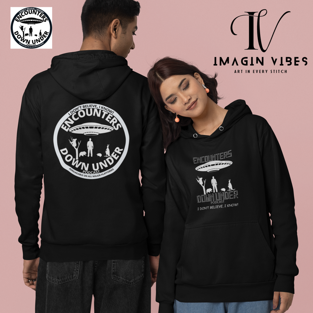 Encounters Down Under Podcast Hoodie - Double Side Print - Stay Cozy and Stylish with Podcast Merch - Imagin Vibes - 