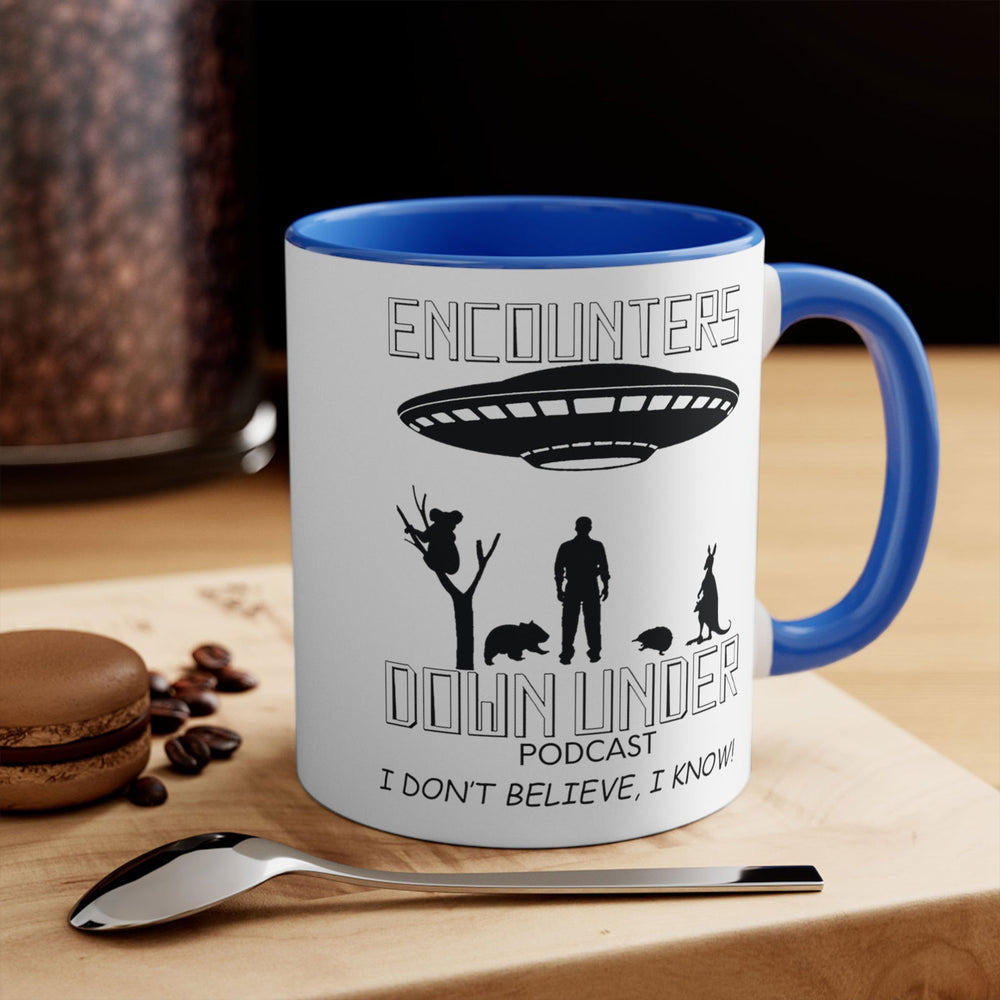 Encounters Down Under Podcast Mug 2 Mug Printify 11oz Blue