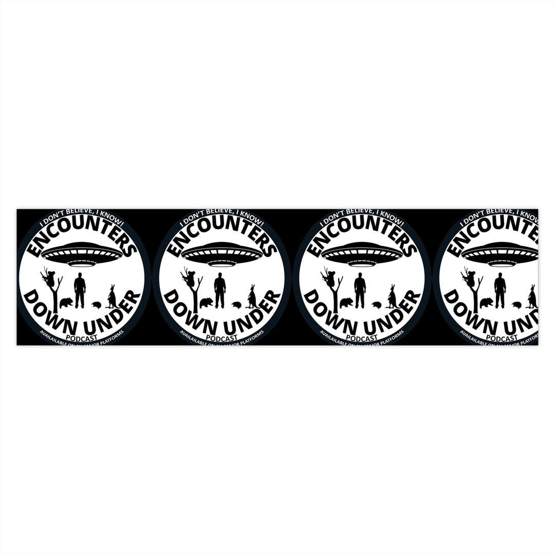 Encounters Down Under Podcast Premium Water-Resistant Vinyl Bumper Sticker Paper products Printify 15" × 3.75" Rectangle White
