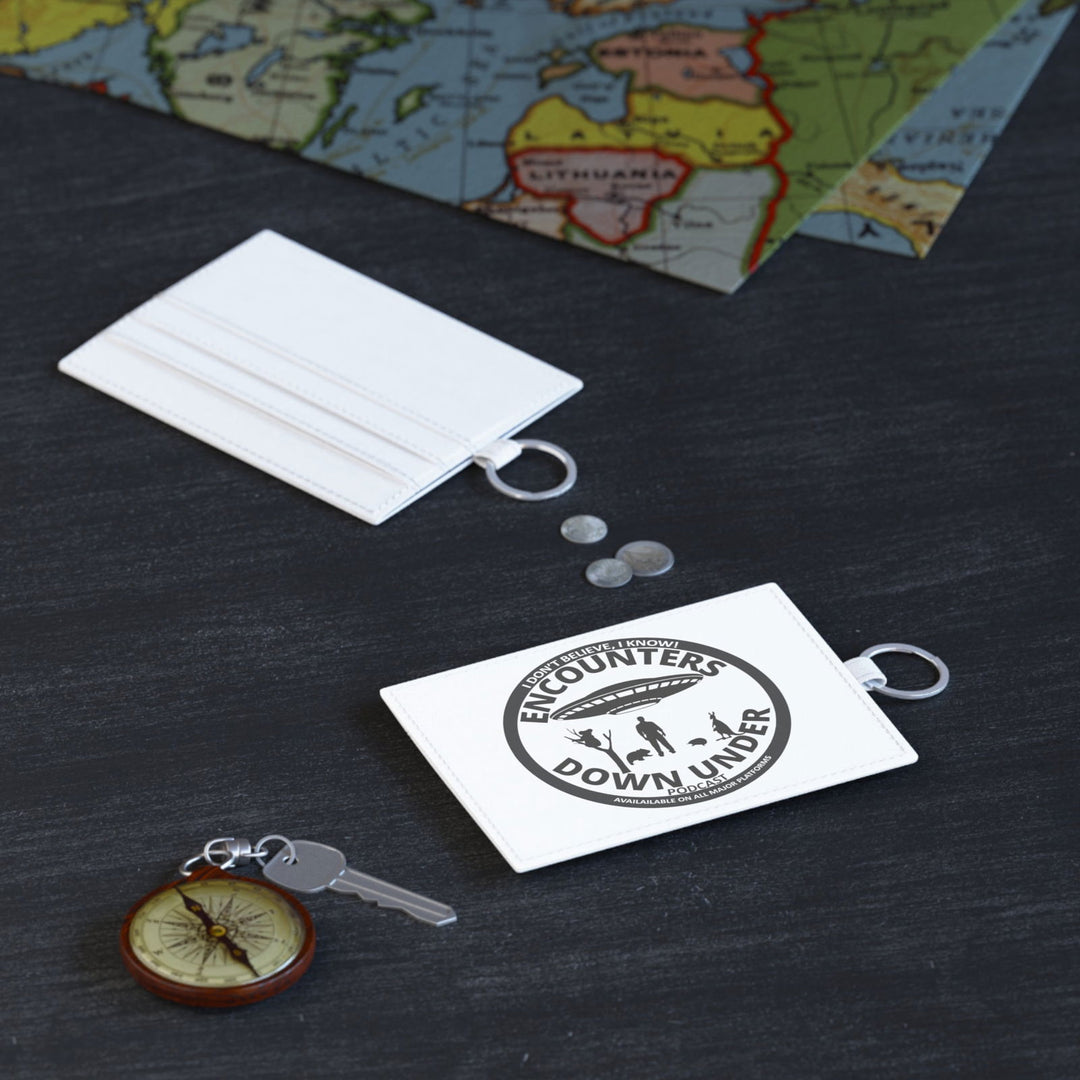 Encounters Down Under Podcast Saffiano Leather Card Holder - Sleek and Stylish Podcast Elegance Accessories Printify