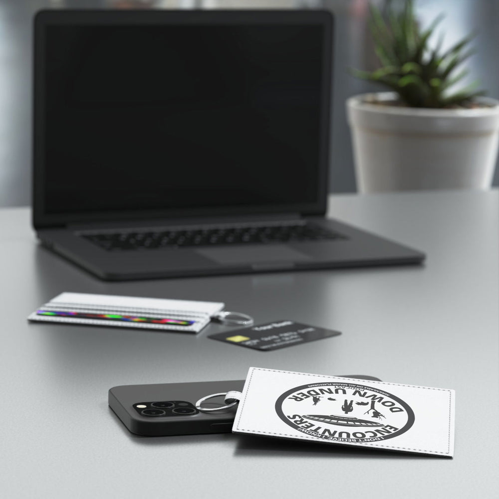 Encounters Down Under Podcast Saffiano Leather Card Holder - Sleek and Stylish Podcast Elegance Accessories Printify