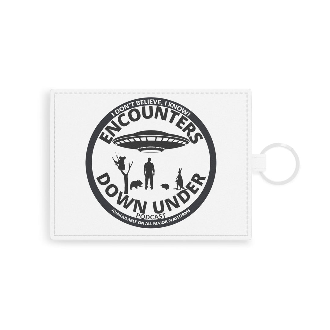 Encounters Down Under Podcast Saffiano Leather Card Holder - Sleek and Stylish Podcast Elegance Accessories Printify One size White