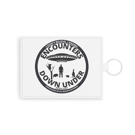 Encounters Down Under Podcast Saffiano Leather Card Holder - Sleek and Stylish Podcast Elegance Accessories Printify One size White