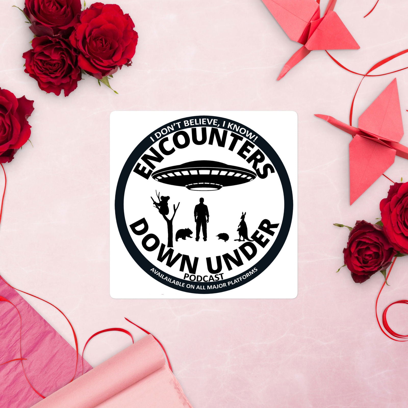 Encounters Down Under Podcast Stickers - Stick and Show Your Podcast Passion Imagin Vibes 5.5″×5.5″