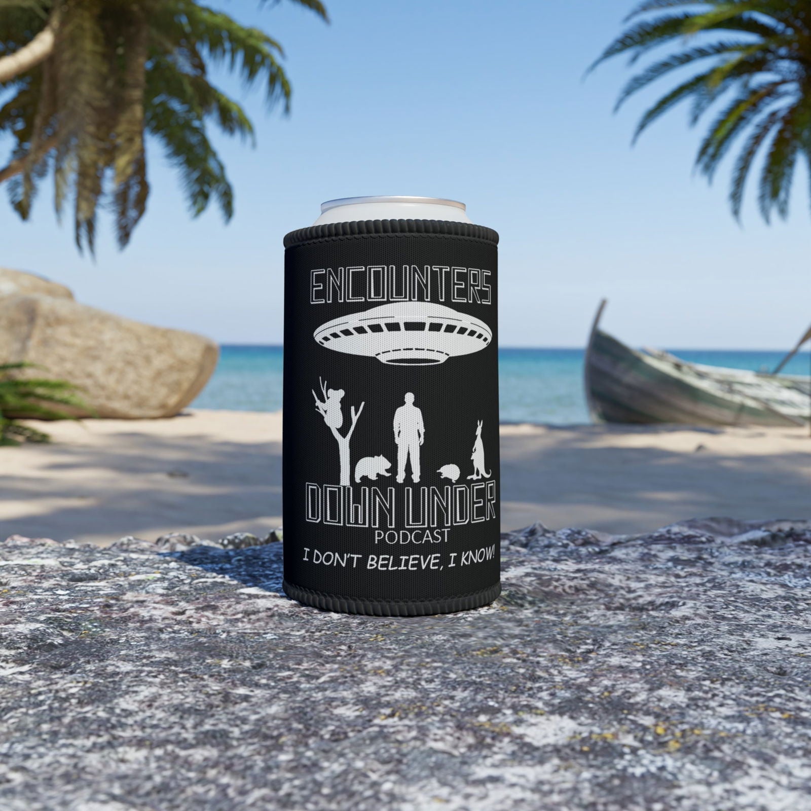 Encounters Down Under Podcast Stubby Cooler - Keep Your Drinks Cool with Podcast Swag Accessories Printify Regular Can