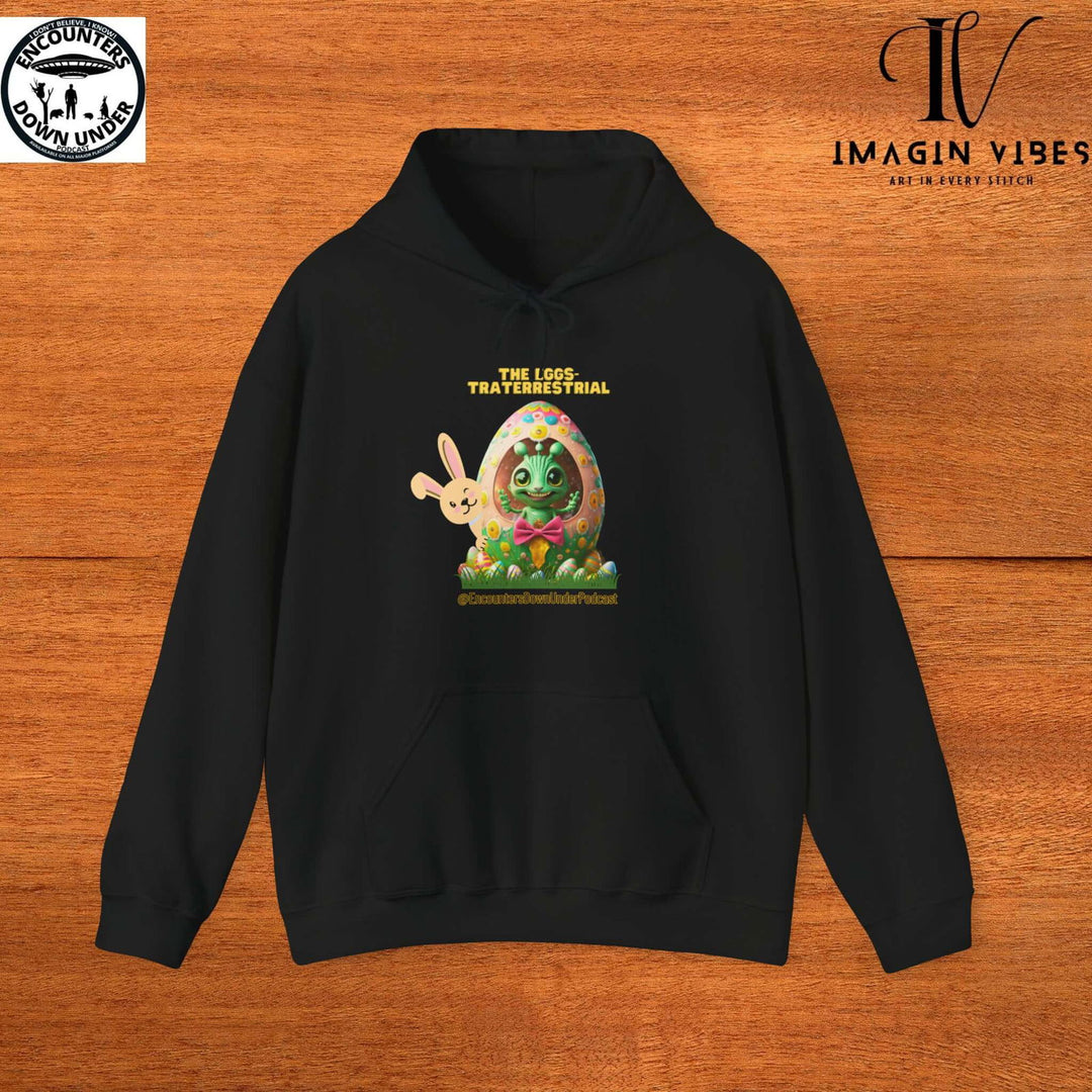 Encounters Down Under Podcast Supporting UFO Hoodie - Easter Egg Extraterrestrial UFO Hoodie - Imagin Vibes - 