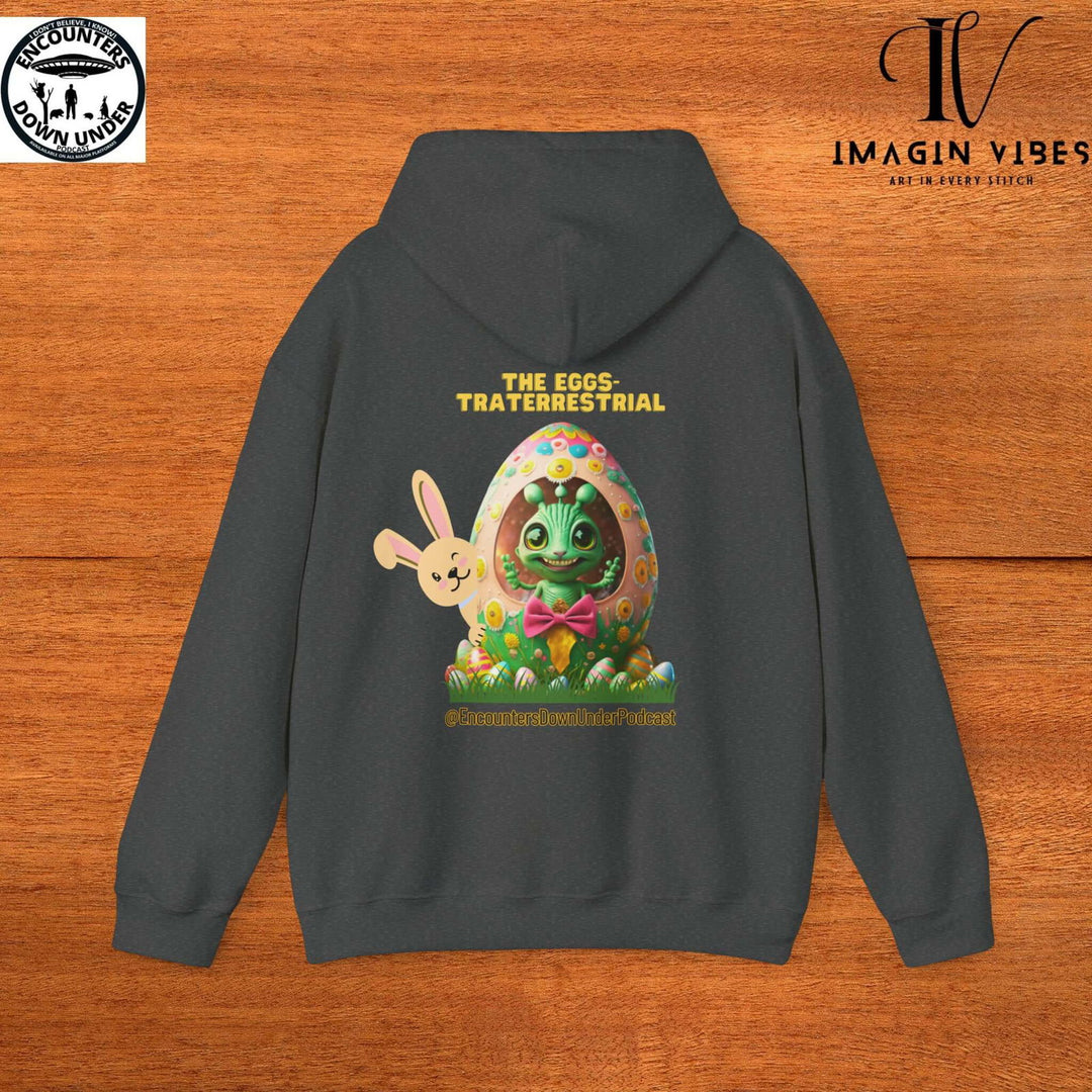 Encounters Down Under Podcast Supporting UFO Hoodie - Easter Egg Extraterrestrial UFO Hoodie - Imagin Vibes - 