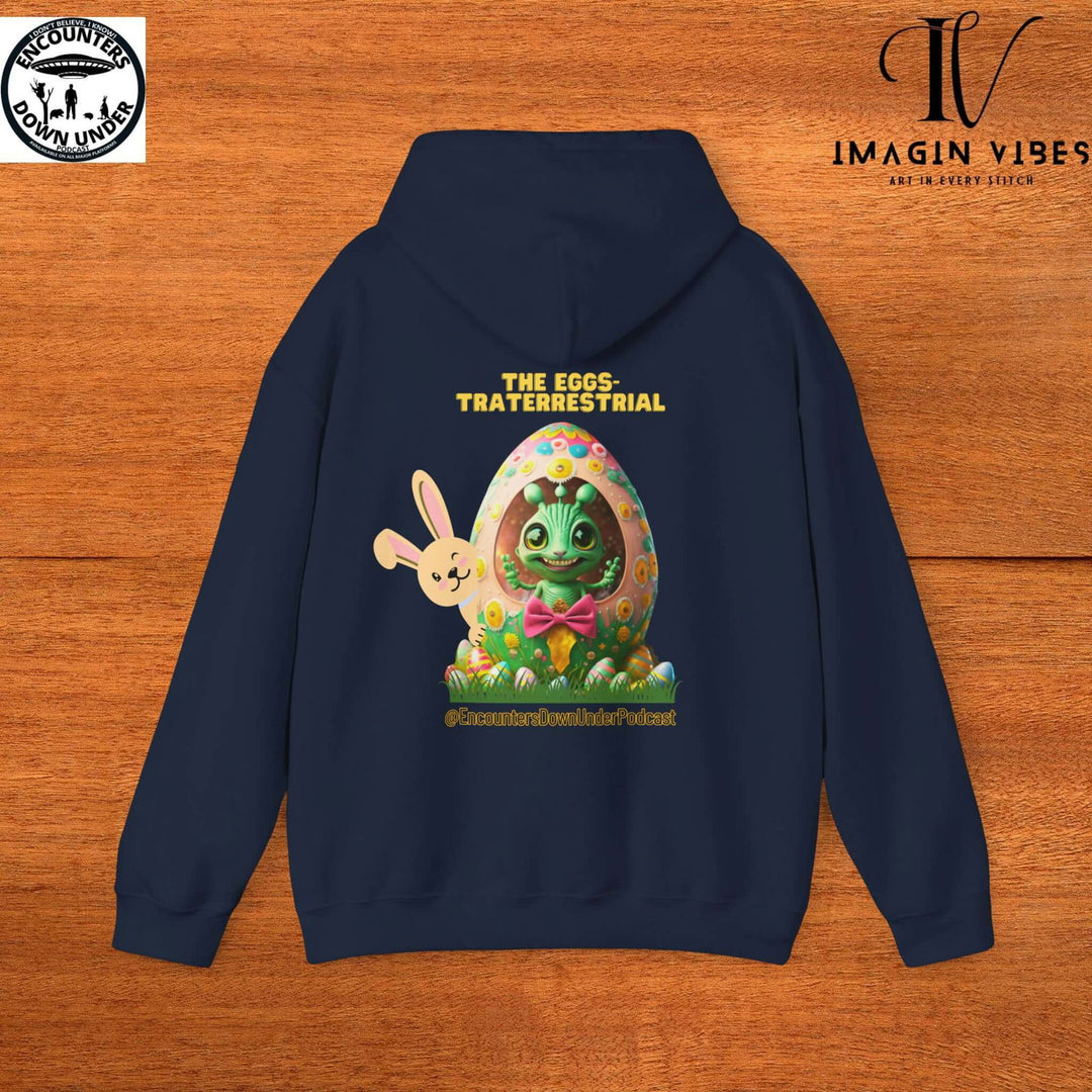 Encounters Down Under Podcast Supporting UFO Hoodie - Easter Egg Extraterrestrial UFO Hoodie - Imagin Vibes - 