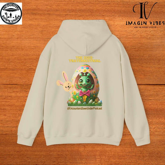 Encounters Down Under Podcast Supporting UFO Hoodie - Easter Egg Extraterrestrial UFO Hoodie - Imagin Vibes - 