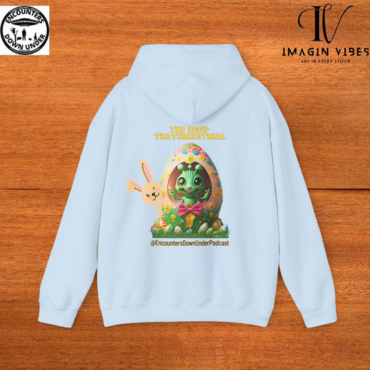 Encounters Down Under Podcast Supporting UFO Hoodie - Easter Egg Extraterrestrial UFO Hoodie - Imagin Vibes - 