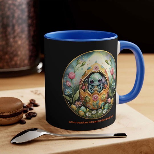 Encounters Down Under Podcast Supporting UFO Mug - Easter Egg UFO Mug Mug Printify 11oz Blue