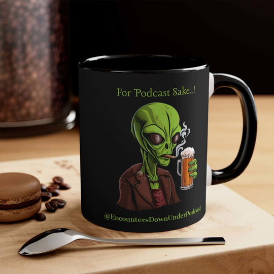 Encounters Down Under Supporter Mug - For Podcast's Sake Funny Alien Design Mug Printify 11oz Black
