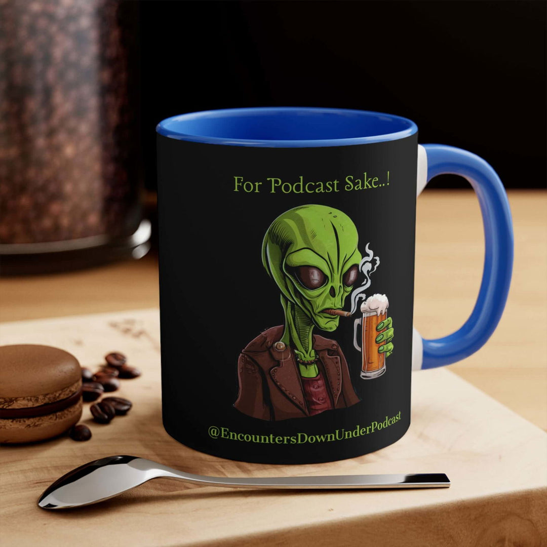 Encounters Down Under Supporter Mug - For Podcast's Sake Funny Alien Design Mug Printify 11oz Blue
