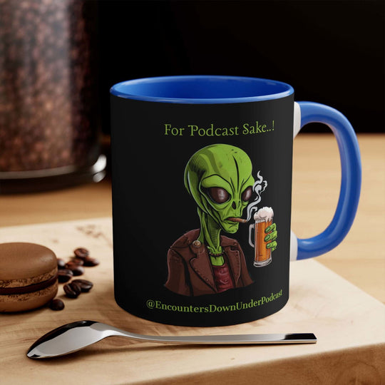 Encounters Down Under Supporter Mug - For Podcast's Sake Funny Alien Design Mug Printify 11oz Blue