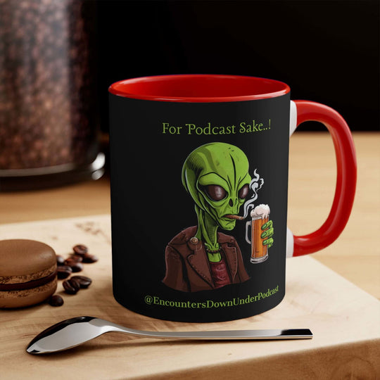 Encounters Down Under Supporter Mug - For Podcast's Sake Funny Alien Design Mug Printify 11oz Red
